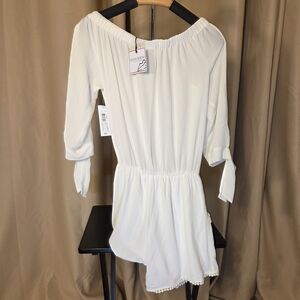 Ivory White Off-Shoulder Romper